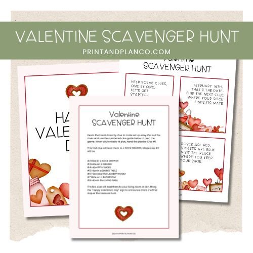 Valentine’s Day Scavenger Hunt Printable