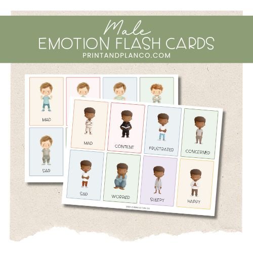 Emotion (Male) Flash Cards Printable