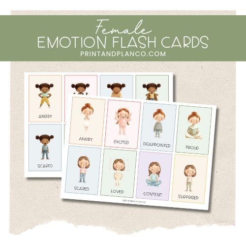 Emotion (Female) Flash Cards Printable